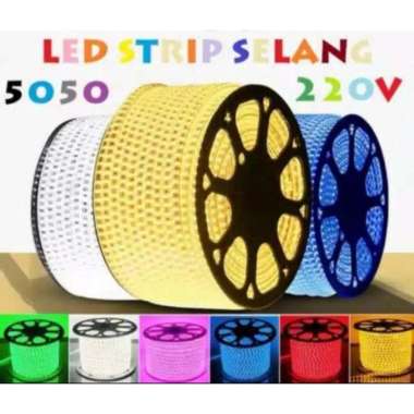 Lampu led strip selang 5050 SMD AC 220V meteran (10M/20M) + soket 10M Biru