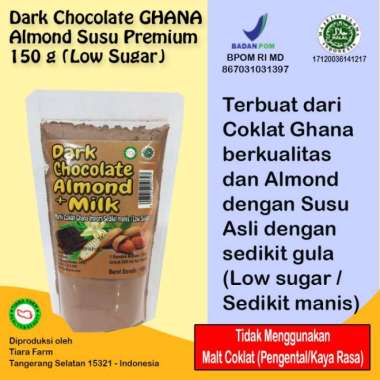 Dark Coklat / Chocolate Ghana Almond + Milk (Low Sugar) -