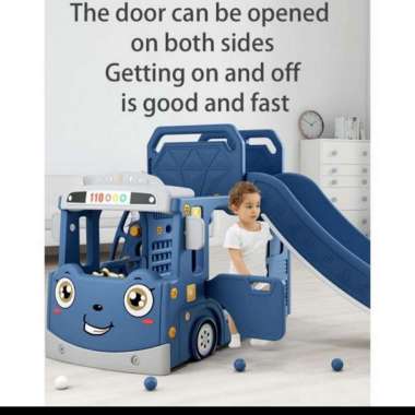 Happy Play Bus tayo 2in1 3in1 4in1 Slide Swing WM19090 19089 Perosotan - Biru 2 in 1