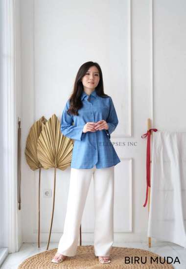 ELLIPSESINC Kemeja Kotak Wanita Jumbo/Kemeja Kerja Wanita Ukuran Besar/Hinata Windowpane Shirt XL BI