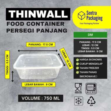 DM - Kotak Makan Plastik 750ml / Thinwall / Food Container - DM- PACK