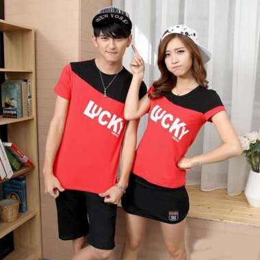 KAOS COUPLE PASANGAN REMAJA KAPELAN PACAR KAOS COPLE KOPLE BAJU CAUPLE KOPEL LUCKY 10886