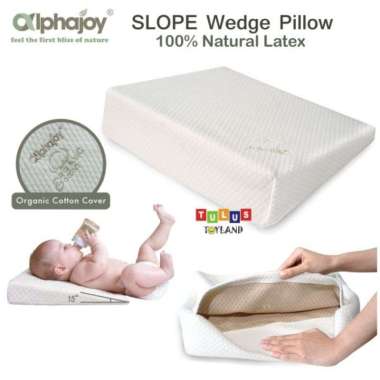 Alphajoy Slope Organic Cotton Baby Wedge Pillow 100% Natural Latex Reflux Anti Sedak Lateks Anti Tun