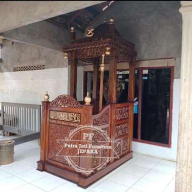 Mebel Jati Mimbar Masjid Jati Mimbar Podium Kotbah Ukir Jepara- Promo