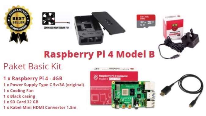 *Paket/Board* Raspberry Pi 4 Model B - 2GB/4GB/8GB 4GB Paket Basic