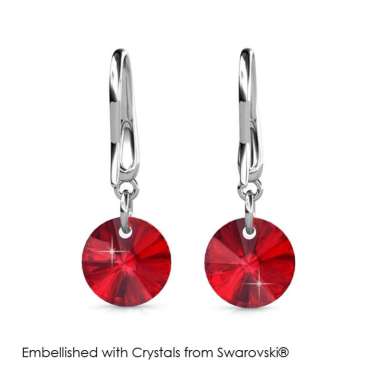Circlet Hook Earrings - Anting Crystals by Her Jewellery - GARNET RED
