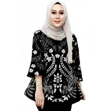 BATIK PUTRA BUNGSU BPB Cendrawasih Jogja Solo Blouse Batik Wanita L black white