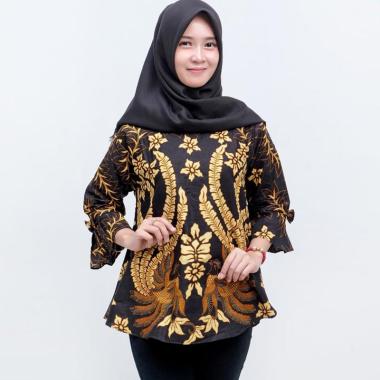 BATIK PUTRA BUNGSU BPB Cendrawasih Jogja Solo Blouse Batik Wanita XL Black Orange