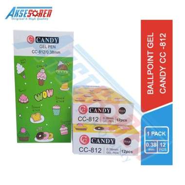 Pulpen Jel Candy CC-812 [1 Pack/0.38mm] / Ballpoint Gel / Pena 1 Lusin / Bolpen 1 Pak Runcing / Bulp