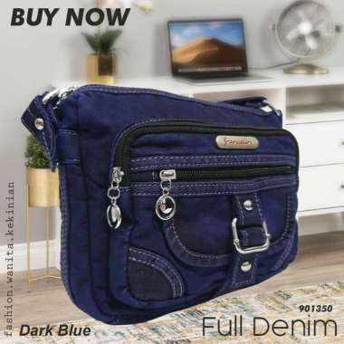 Tas Selempang Lempang Sempang Wanita Tas Selmpang Wanita cewek Bahan Jeans Denim Impor 901350 DARK B