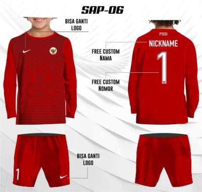 Setelan anak jersey celana timnas indonesia kiper tim nasional panjang 3 MERAH