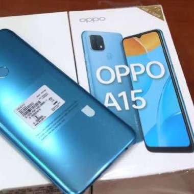 Oppo A15 3/32Gb Garansi Resmi 1Th Free : Tg.Silikon Dan Hansfree Hitam