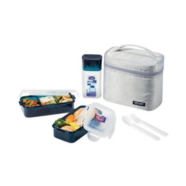 LOCK & LOCK HPL758DR 3P Lunch Box Set Peralatan Makan Grey