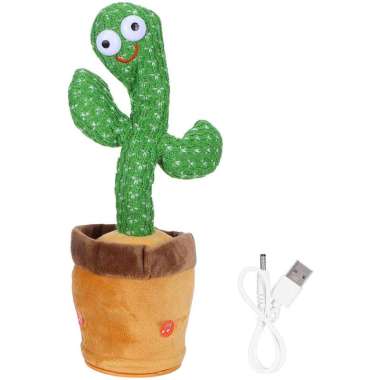 Boneka Kaktus Goyang Charger Usb - Mainan Kaktus Joget Peniru Suara - Kaktus Tiktok Menari Menyanyi 
