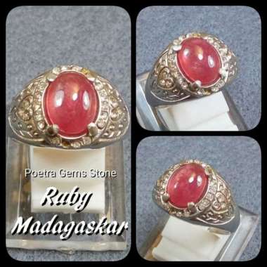 CINCIN BATU AKIK PERMATA NATURAL RUBY MERAH MADAGASKAR MEWAH TERMURAH RING 10