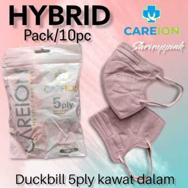 CAREION MASKER DUCKBILL HYBRID KN95 NEW KOREA DESIGN 5PLY - ISI 10PCS Shrimp Pink