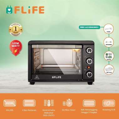 FLIFE OV-20HX01 Oven Listrik Low Watt - Kapasitas 20 Liter - 4 Elemen Pemanas