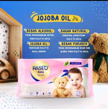 Paseo Baby Wipes Jojoba Oil Tisu Basah 50s