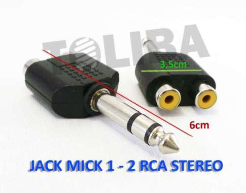 jack mic konektor T cabang rca female ke jack akai male mic stereo 1-2