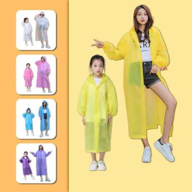 OEM ONE-C412 C413 Jas Hujan Terusan Bahan EVA RAINCOAT Mantel Hujan Anak Dan Dewasa Semi Transparan