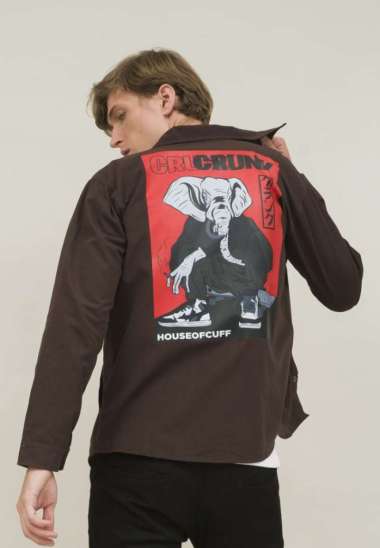 Jaket parka pria coklat kanvas trucker jacket CRUNK houseofcuff