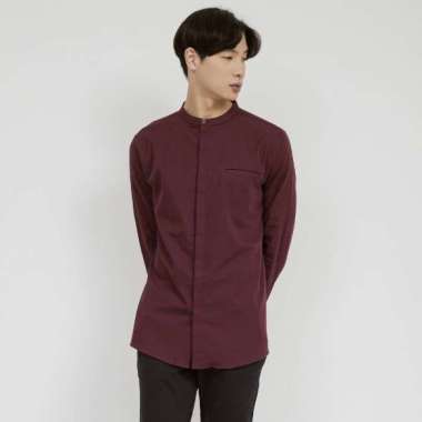 M231 Kemeja Pria Shanghai Polos Soft Twill Panjang Maroon 1971C Maroon XXL