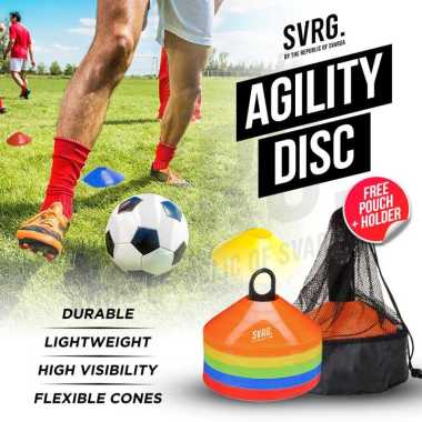Svarga Agility Disc - Cone Mangkok Speed Marker Set - Sepak Bola 10 Pcs Red