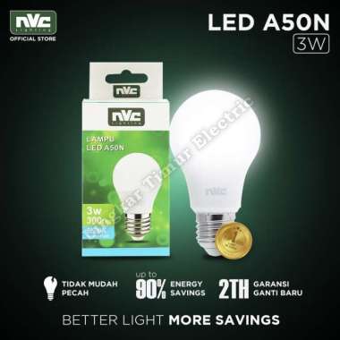 Lampu LED NVC-A50N / Warna Putih 3 Watt / Bohlam Murah Hemat Listrik