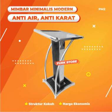 Podium Minimalis PM2 Stainless, Mimbar Masjid Minimalis Modern HPL, Podium Mushola Modern