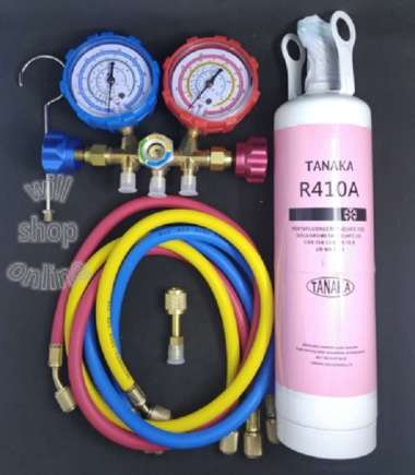 PAKET ALAT PENGISIAN FREON AC RUMAH R410 MURAH MANIFOLD DOUBLE
