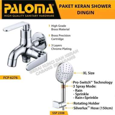 PALOMA FCP 6276 SSP 2308 Paket Keran Cabang Shower Set Mandi Tembok