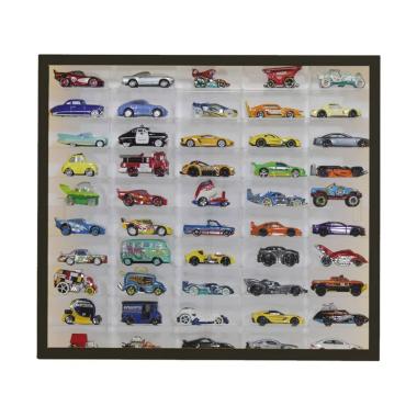 Rak Hotwheels 50 slot Square akrilik - Hitam Putih