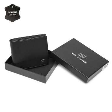 Navy Club Clifton Dompet Pria Lipat Dompet Kulit Asli - Free Box Exclusive hitam