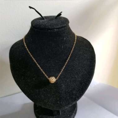 set kalung nory dan liontin bola crystal elegant emas asli