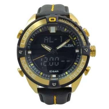 Jam Tangan Pria Alba Original AZ4020X1 Dual Time Leather
