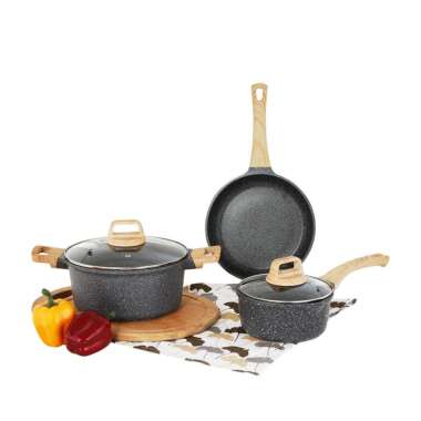 Cypruz Granite Cookware Casserole Panci Wajan Penggorengan die cast