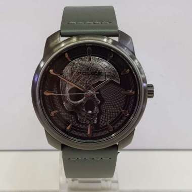 Police PL15714JSU/61A Bleder Jam Tangan Pria Leather Strap Gray
