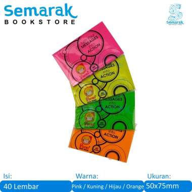 Pronto Stick Notes Memo Tempel 1 Warna 50 mm x 75 mm - Hijau / Orange / Pink / Kuning [40 Lembar] Or