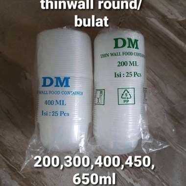 thinwall bowl mangkok plastik bulat round 200ml 300ml 400ml 450ml 650ml 25pcs/pak 450ml