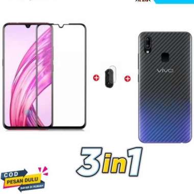 TEMPERED GLASS VIVO Y91 / Y93 / Y95 FULL COVER BONUS CAMERA & GARSKIN Vivo Y91