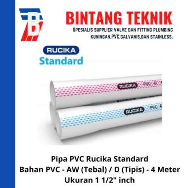 Pipa PVC Rucika Putih 1 1/2" inch 4 Meter - D (Tipis) PVC