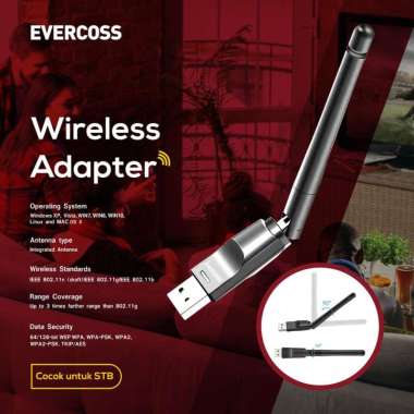 Evercoss USB Wifi Dongle Untuk STB Laptop PC Black