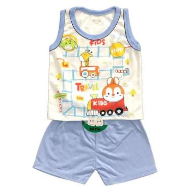 BAYIe - Setelan Kaos Oblong / Anak KUTUNG Motif Gambar Random TRALALA BIRU