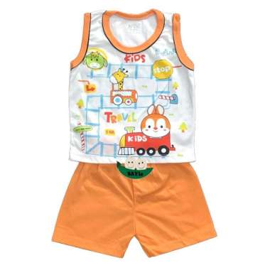 BAYIe - Setelan Kaos Oblong / Anak KUTUNG Motif Gambar Random TRALALA ORANGE