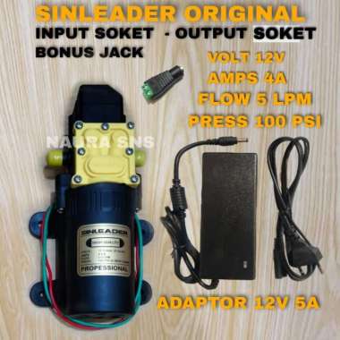 DINAMO POMPA DC 12V SINLEADER 100 PSI 5 LPM DAN ADAPTOR 12V 5A / S/S SOKET2