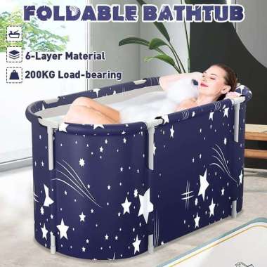 Folding Bathtub Portable Bak Mandi Lipat Bathtub Lipat Bak Mandi Anak dan Dewasa Biru