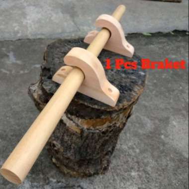 Braket Gordyn Kayu Dudukan Gorden Bracket Kaki Tiang Model Datar