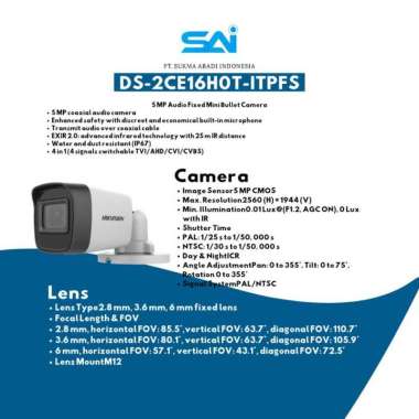 HIKVISION CCTV CAMERA 5MP DS-2CE16H0T-ITPFS 2.8mm