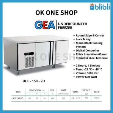GEA S/S Undercounter Freezer UCF-150-2D Stainless Steel | UCF150-2D