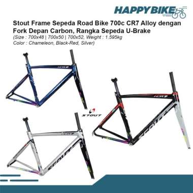 SCOUT Frame Sepeda Roadbike CR7 Alloy Fork Carbon 700c U-Brike 52 Silver